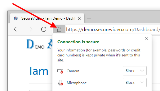 Arrow pointing at the lock symbol